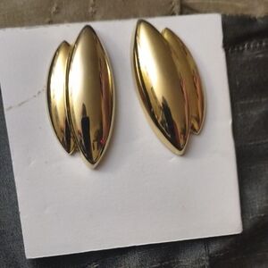 Bold Gold Marquise Clip-On Earrings